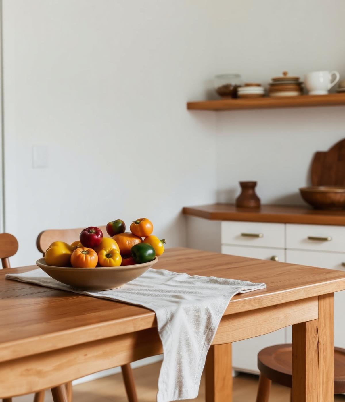 A simple home kitchen table set for a meal